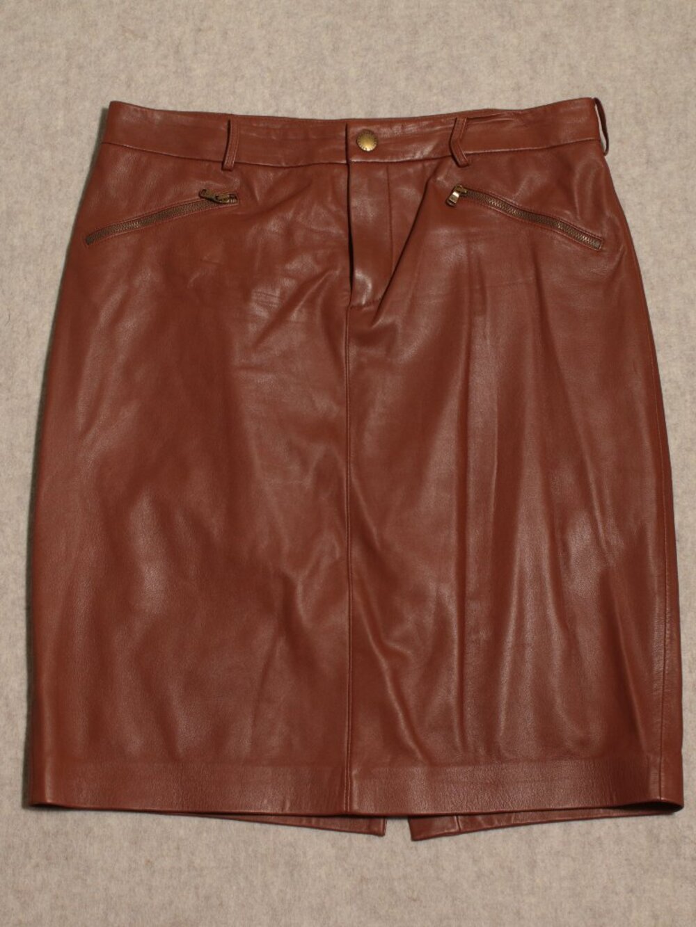 Ralph Lauren Brown Faux-Leather Pencil Skirt